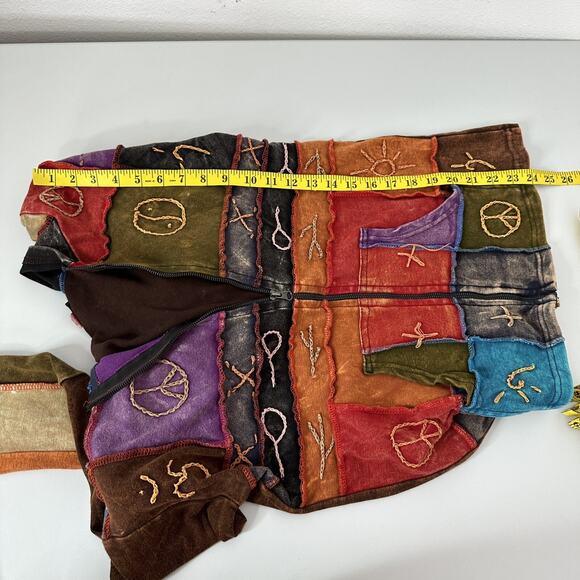 Rising International Sweatshirt Womens Medium Zip Artisan Patchwork South West - Picture 11 of 12